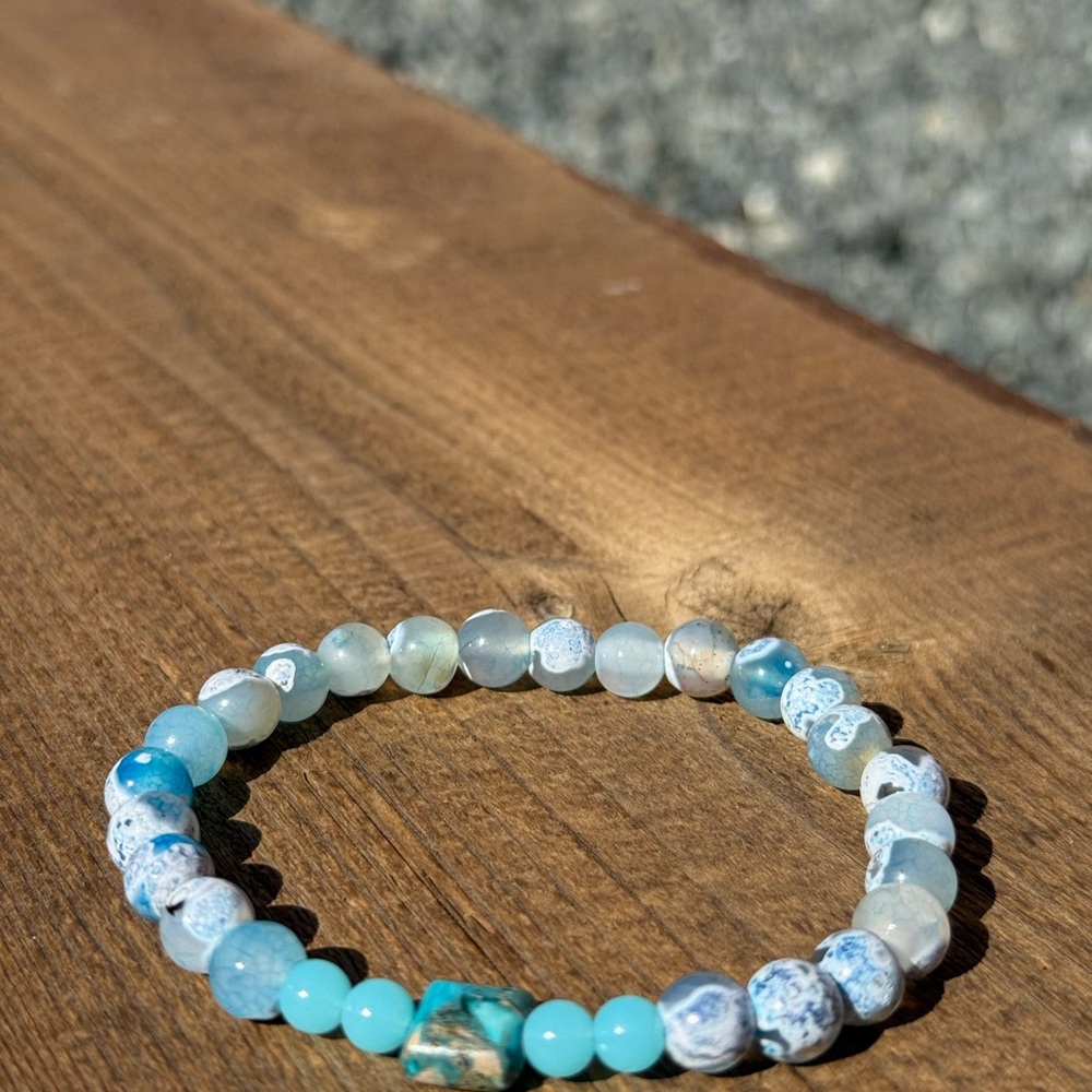 Elegant Blue dragon vein & blue moon turquoise Beaded Bracelet